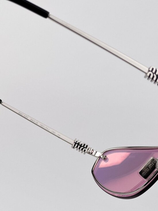 Miu Miu Women’s Sunglasses Silver Pink Wraparound MUA50S 1BC70J New & Authentic main image 12